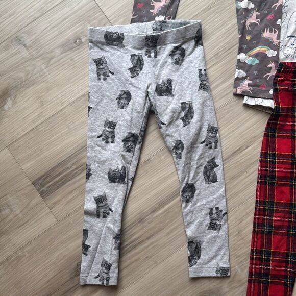 Toddler Girl Fun Leggings Set Bundle, Unicorn, Dogs, Cats, Plaid Size 4 5 XS - Picture 2 of 9
